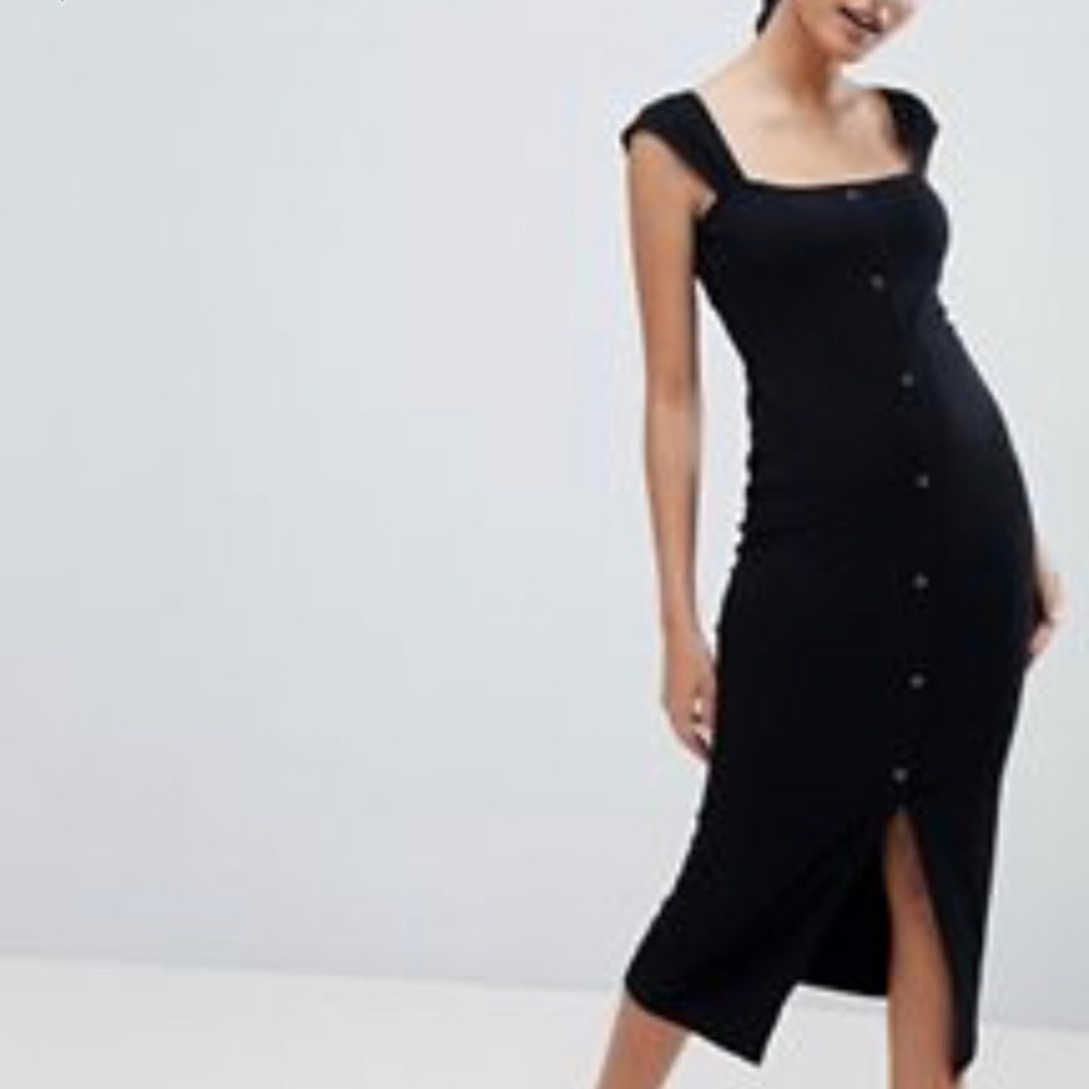 Black button up maxi midi